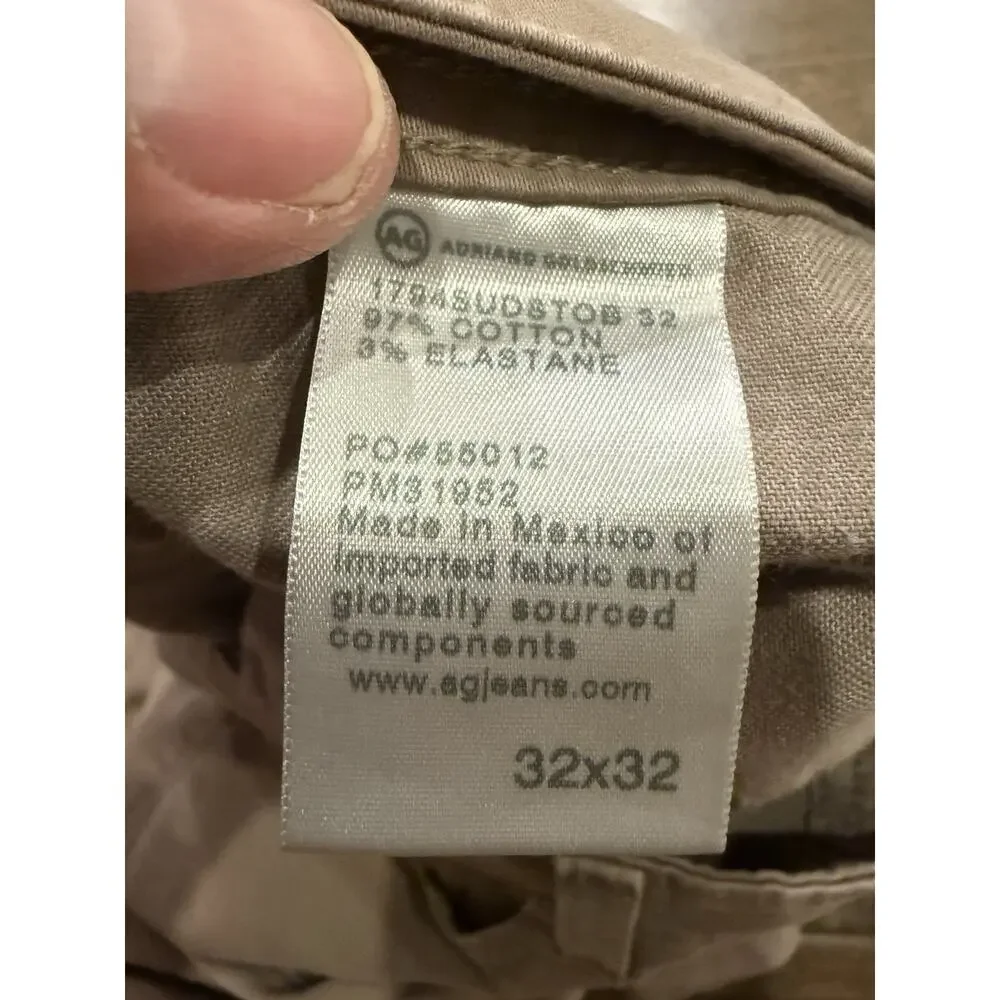 Adriano Goldschmied AG Mens Tan Everett Slim Straight Pants Size 32x32